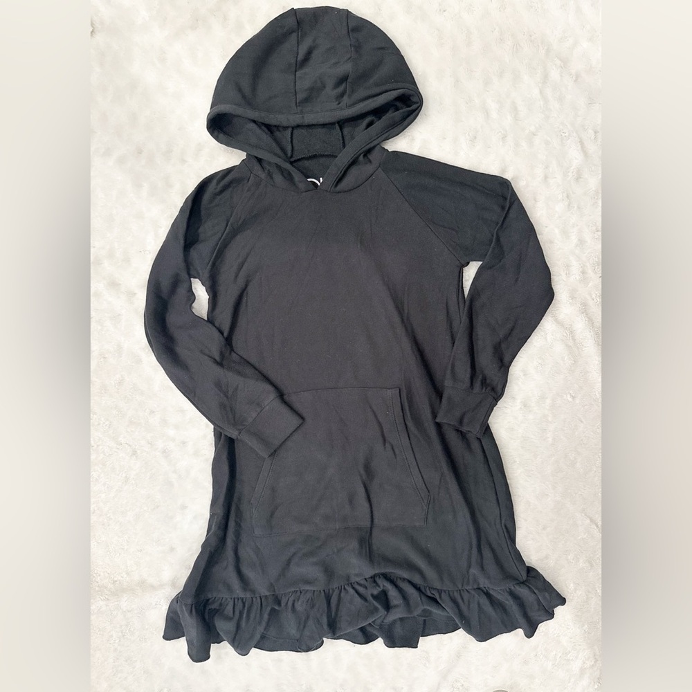 NWOT- CHASER Long Sleeve Hooded Black Ruffle Hem Dress